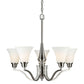 Forte Lighting Wayde 27" 5-Light Steel Brushed Nickel Chandelier With White Glass Shades