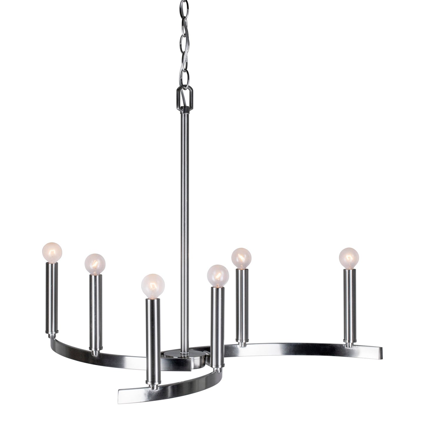 Forte Lighting Wyatt 27" 6-Light Steel Bare Bulb Chandelier In Brushed Nickel Finish