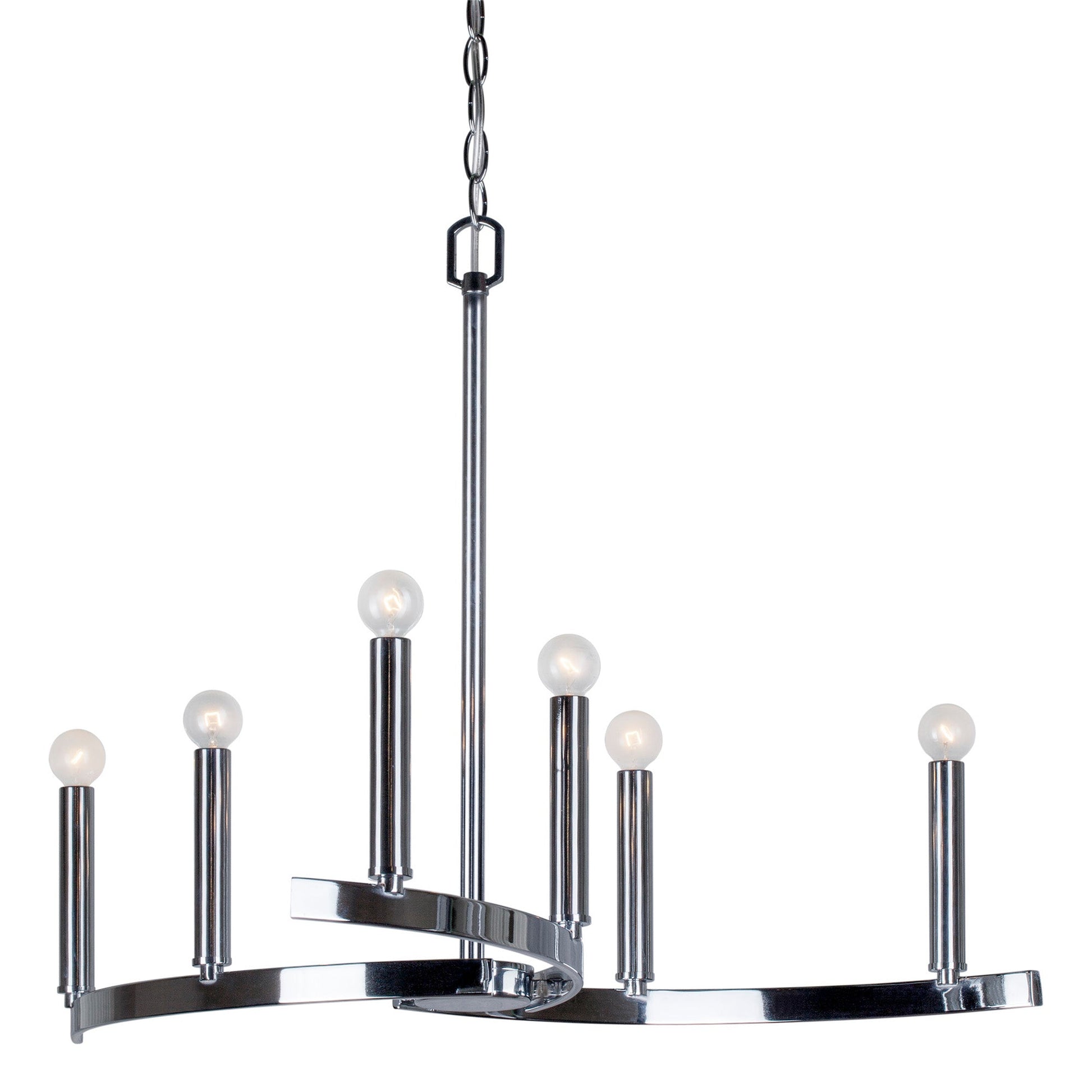 Forte Lighting Wyatt 27" 6-Light Steel Bare Bulb Chandelier In Chrome Finish