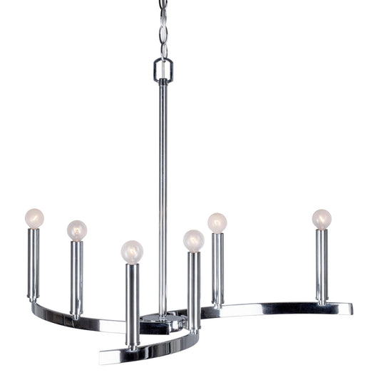 Forte Lighting Wyatt 27" 6-Light Steel Bare Bulb Chandelier In Chrome Finish