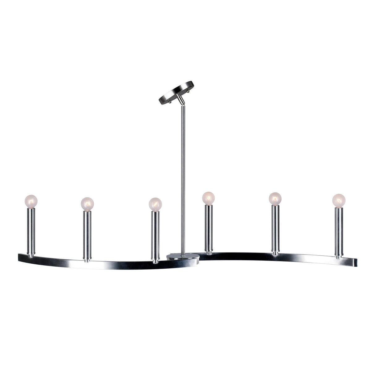 Forte Lighting Wyatt 42" 4-Light Steel Bare Bulb Pendant Light In Brushed Nickel Finish