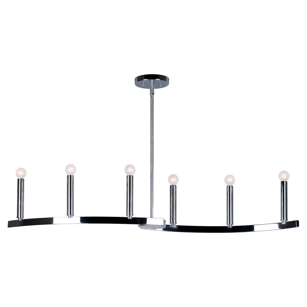 Forte Lighting Wyatt 42" 4-Light Steel Bare Bulb Pendant Light In Chrome Finish