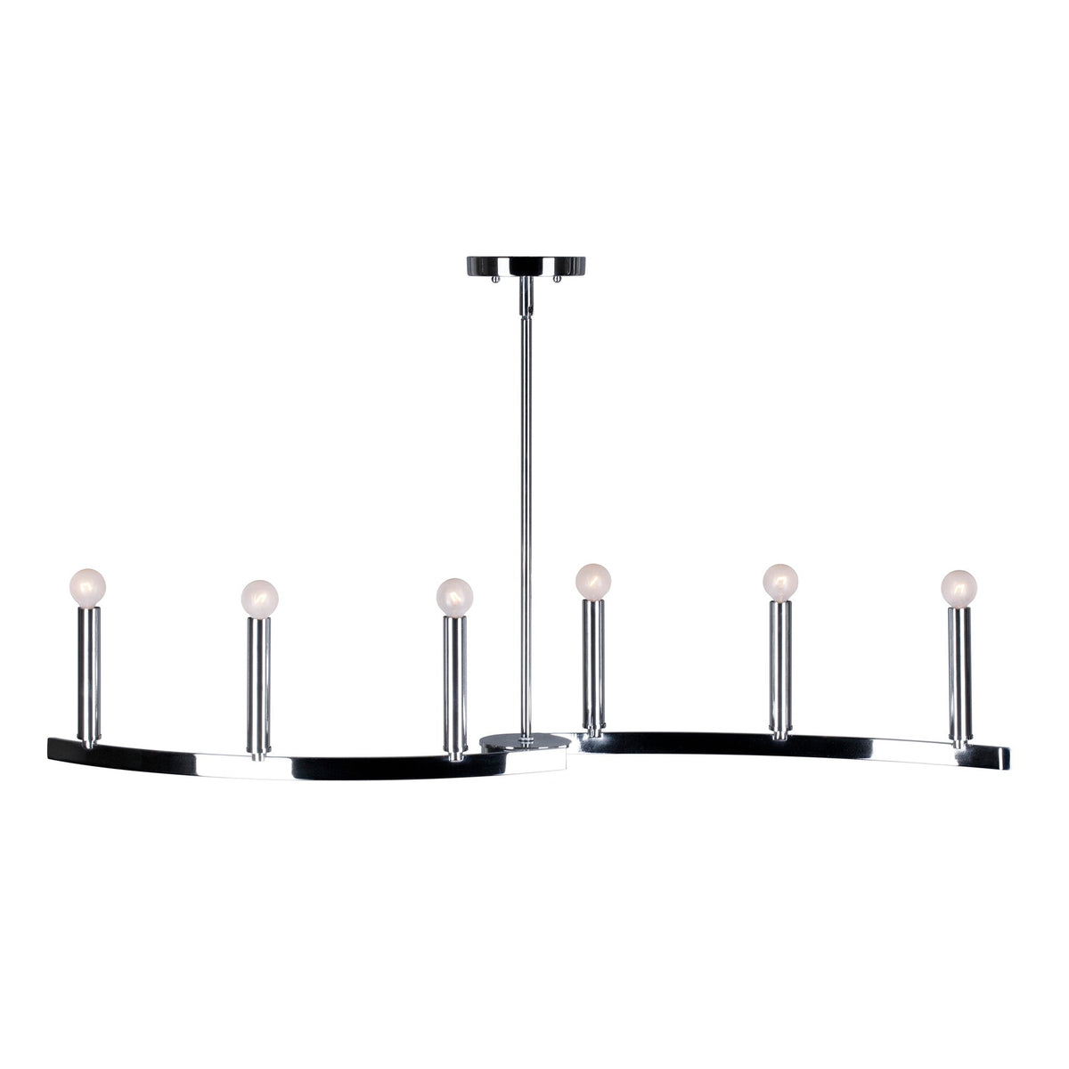 Forte Lighting Wyatt 42" 4-Light Steel Bare Bulb Pendant Light In Chrome Finish