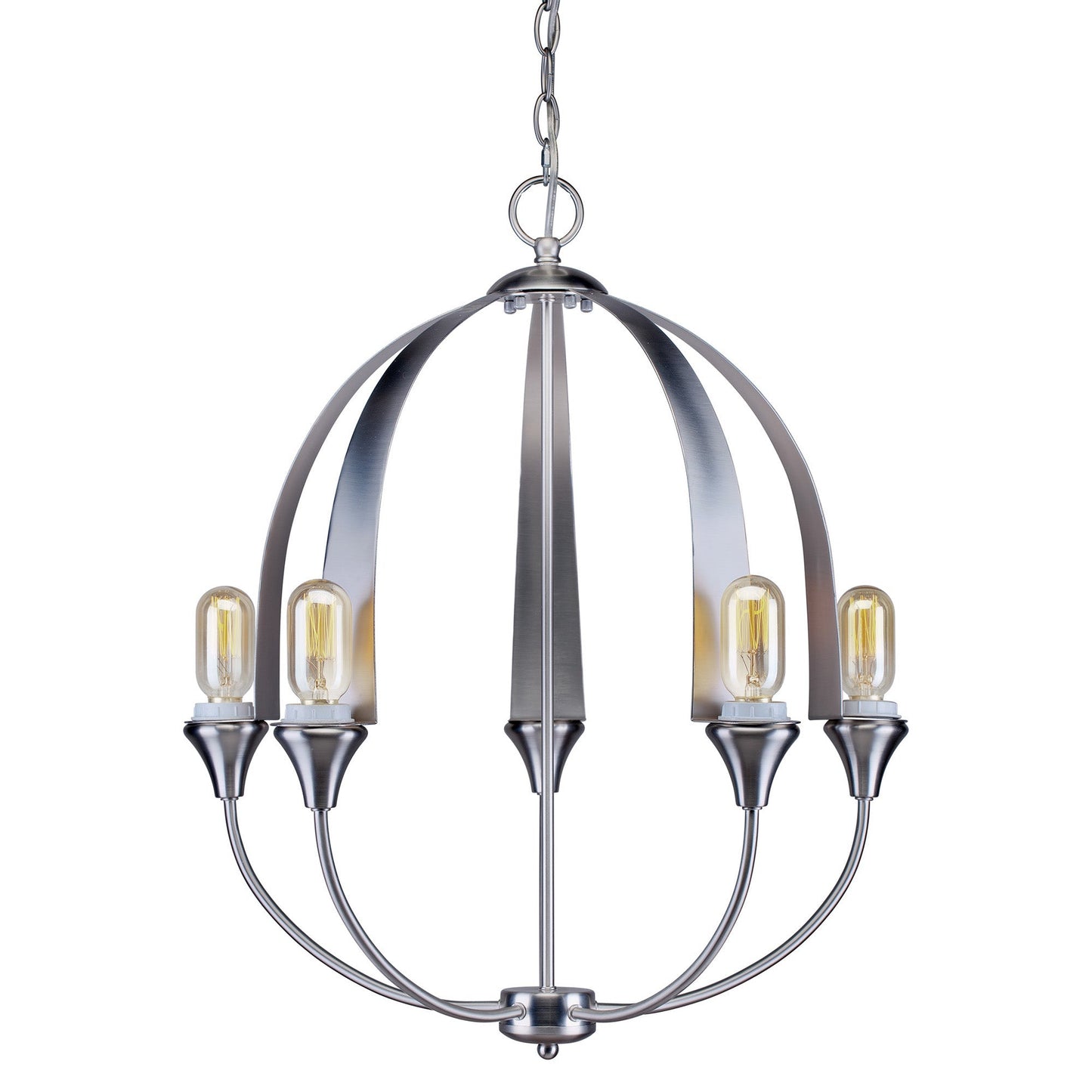 Forte Lighting Yana 20" 5-Light Steel Bare Bulb Chandelier In Brushed Nickel Finish