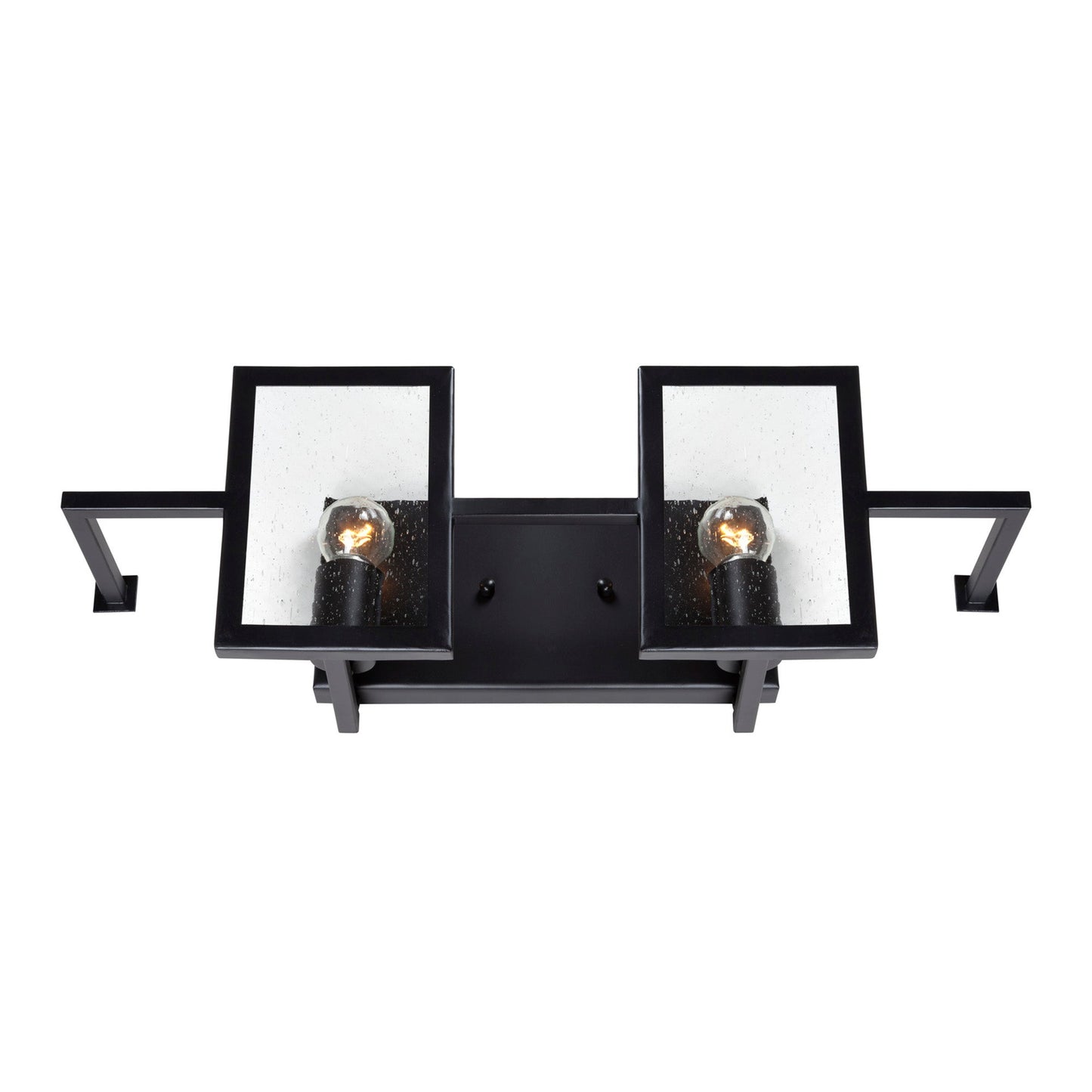 Forte Lighting Yao 21" 2-Light Steel Black Bath Bar With Clear Seedy Glass Panel Shades