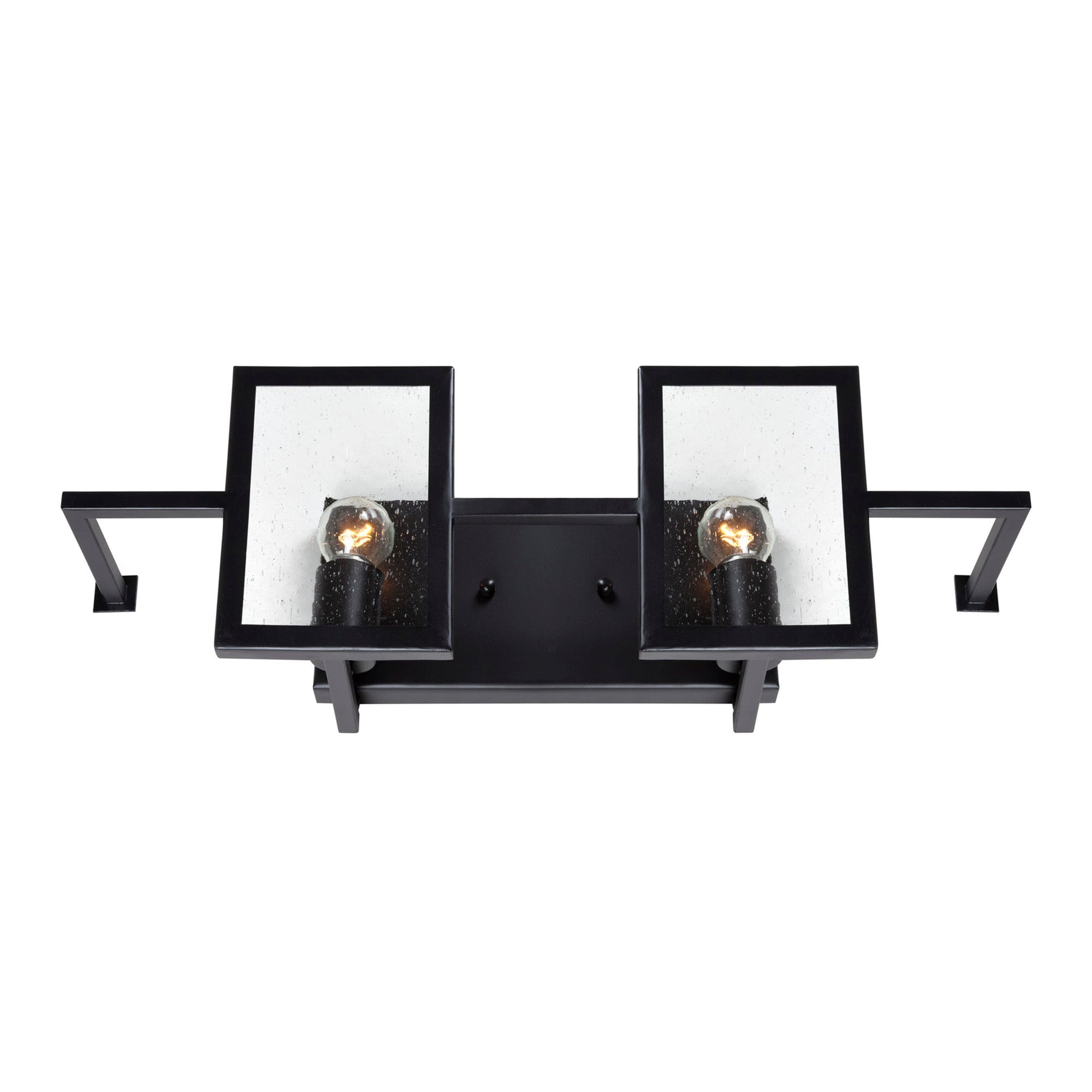 Forte Lighting Yao 21" 2-Light Steel Black Bath Bar With Clear Seedy Glass Panel Shades