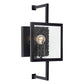 Forte Lighting Yao 7" Steel Black Wall Sconce With Clear Seedy Glass Panels Shade