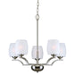 Forte Lighting Yetta 24" 5-Light Steel Brushed Nickel Chandelier With White Linen Glass Shades