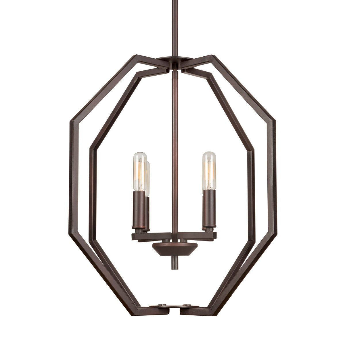 Forte Lighting Zach 18" 4-Light Steel Bare Bulb Pendant In Antique Bronze Finish