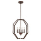 Forte Lighting Zach 18" 4-Light Steel Bare Bulb Pendant In Antique Bronze Finish