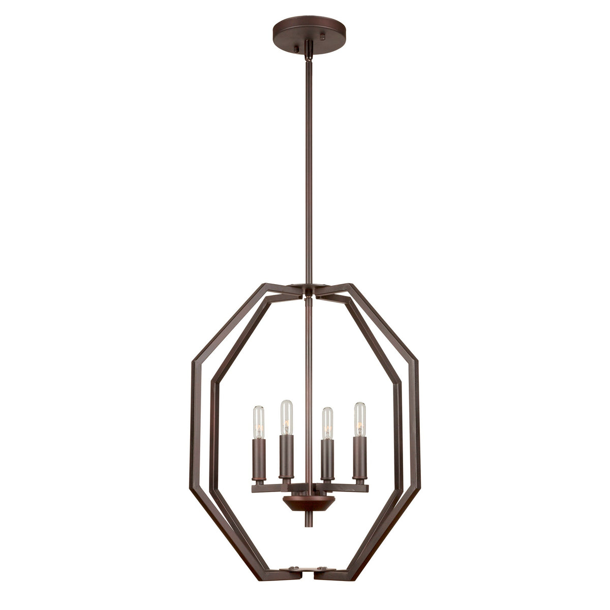 Forte Lighting Zach 18" 4-Light Steel Bare Bulb Pendant In Antique Bronze Finish