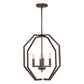 Forte Lighting Zach 18" 4-Light Steel Bare Bulb Pendant In Antique Bronze Finish