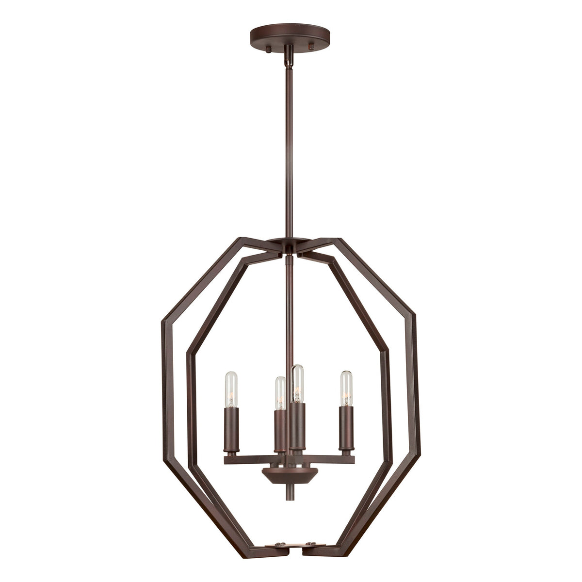 Forte Lighting Zach 18" 4-Light Steel Bare Bulb Pendant In Antique Bronze Finish