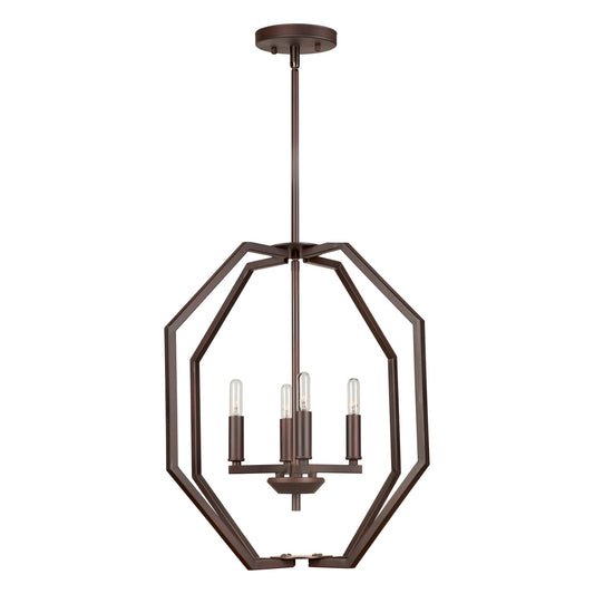 Forte Lighting Zach 18" 4-Light Steel Bare Bulb Pendant In Antique Bronze Finish
