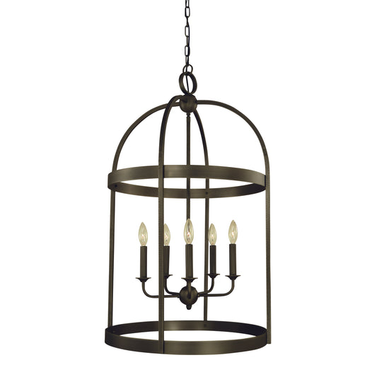 Framburg Heidelberg 20" x 34" 5-Light Iron Foyer Chandelier