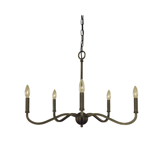 Framburg Heidelberg 26" x 18" 5-Light Satin Pewter Dining Chandelier