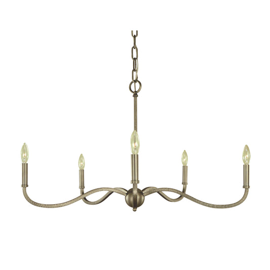 Framburg Heidelberg 36" x 20" 5-Light Iron Dining Chandelier