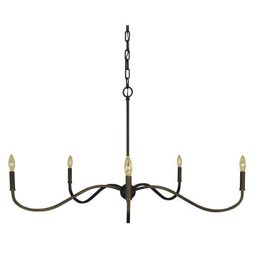 Framburg Heidelberg 45" x 22" 5-Light Satin Pewter Dining Chandelier