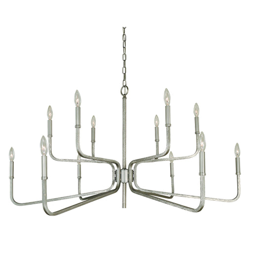 Framburg Heidelberg 46" x 24" 12-Light Satin Pewter Dining Chandelier