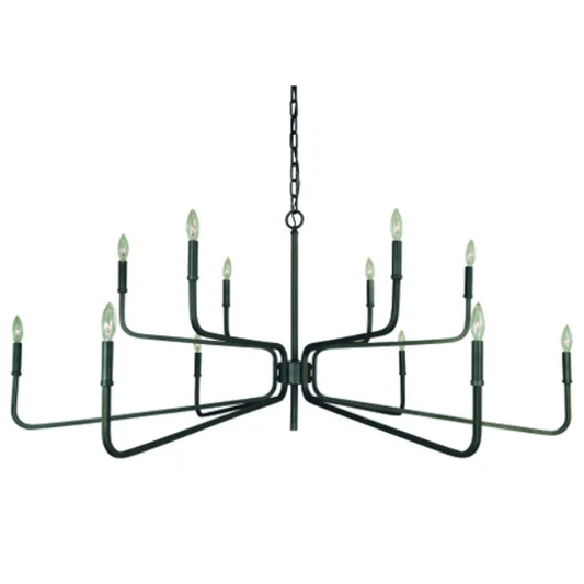 Framburg Heidelberg 60" x 24" 12-Light Iron Dining Chandelier