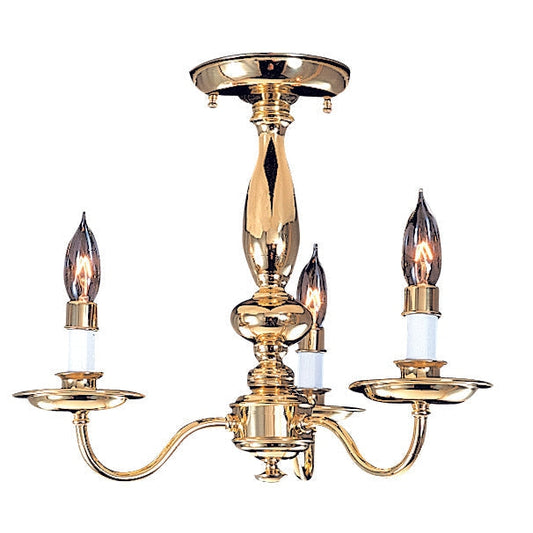 Framburg Jamestown 15" x 12" 3-Light Polished Brass Semi-Flush Mount Ceiling Light