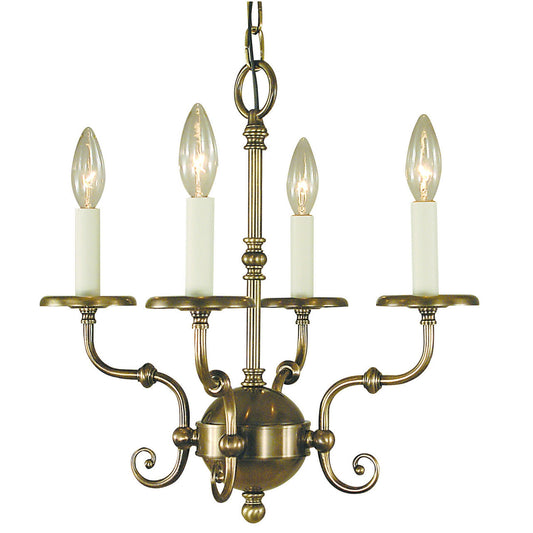 Framburg Jamestown 17" x 16" 4-Light Antique Brass Mini Chandelier