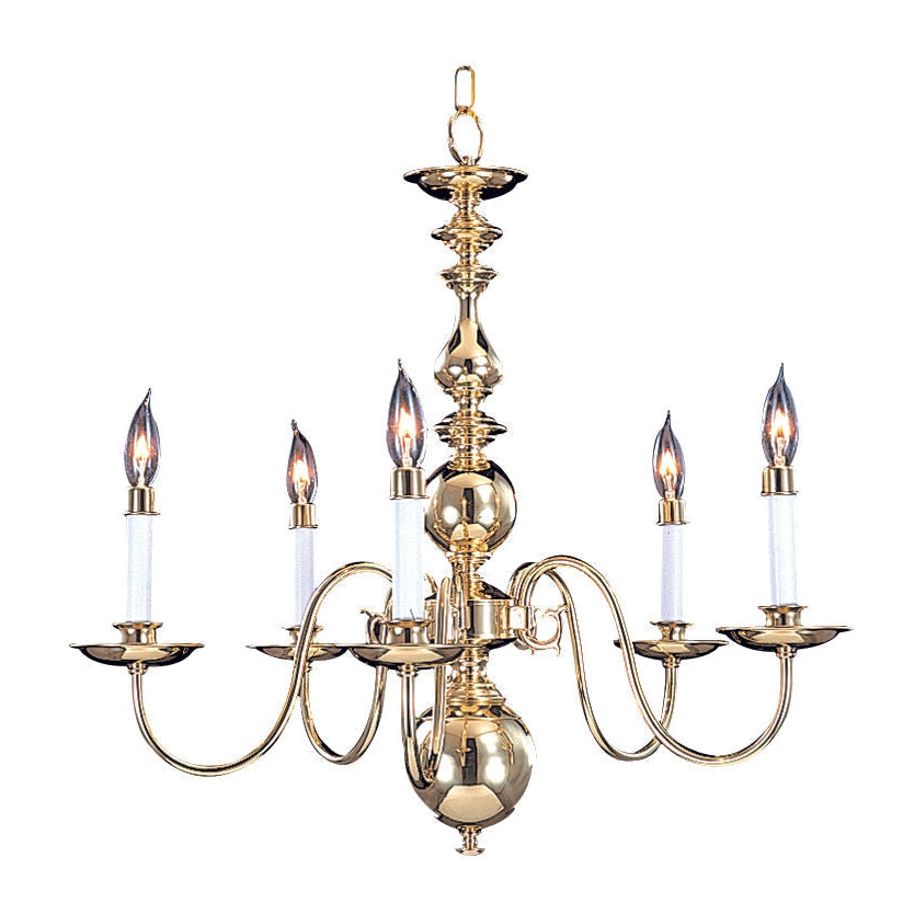 Framburg Jamestown 24" x 22" 5-Light Polished Brass Dining Chandelier