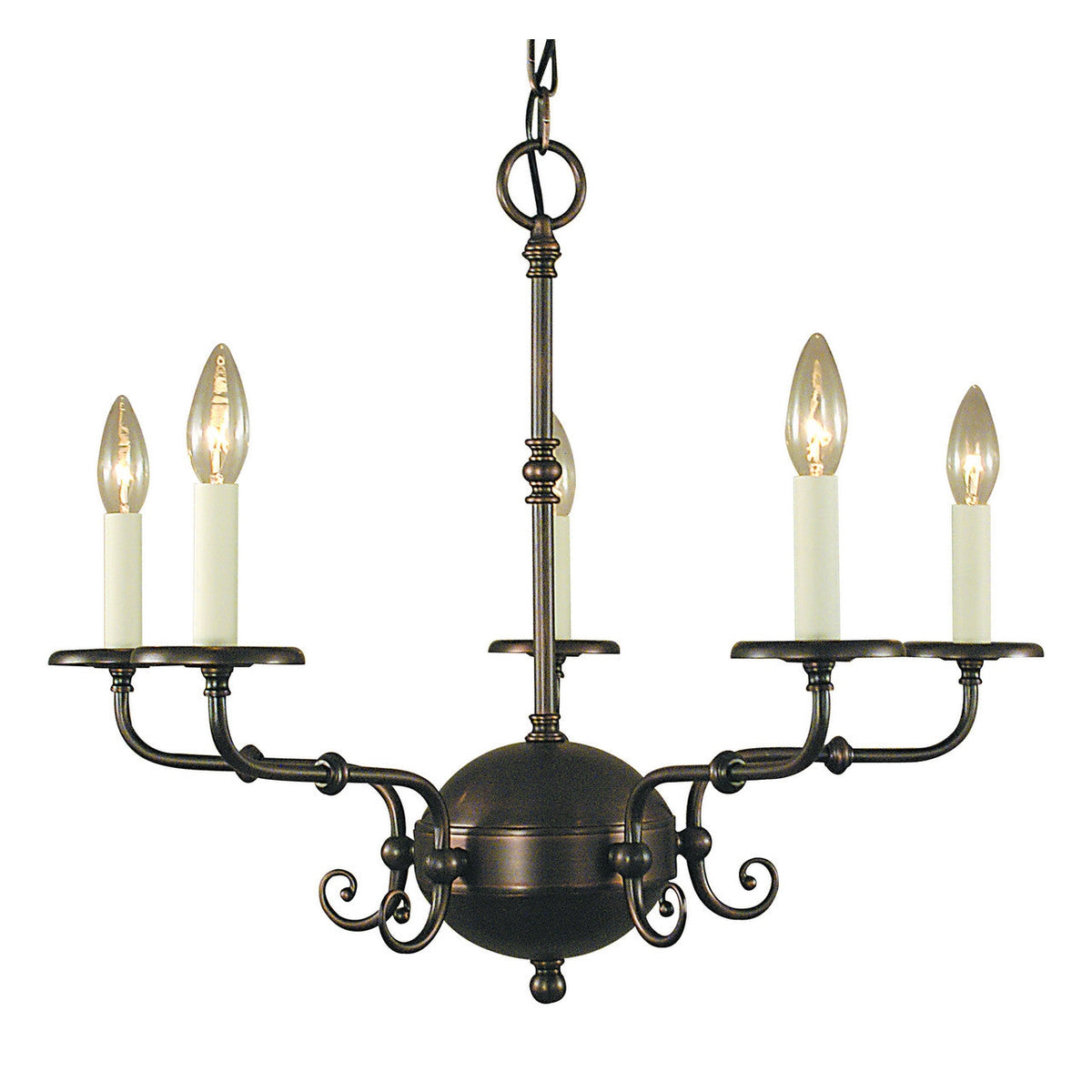 Framburg Jamestown 25" x 20" 5-Light Antique Brass Dining Chandelier