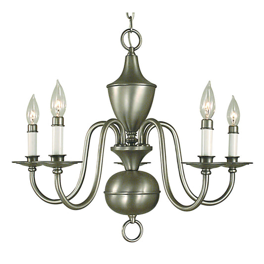 Framburg Jamestown 25" x 22" 5-Light Antique Brass Dining Chandelier