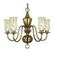 Framburg Jamestown 25" x 22" 5-Light Mahogany Bronze Dining Chandelier With Hurricane Glass Shade