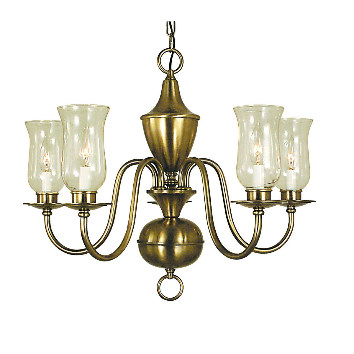 Framburg Jamestown 25" x 22" 5-Light Mahogany Bronze Dining Chandelier With Hurricane Glass Shade
