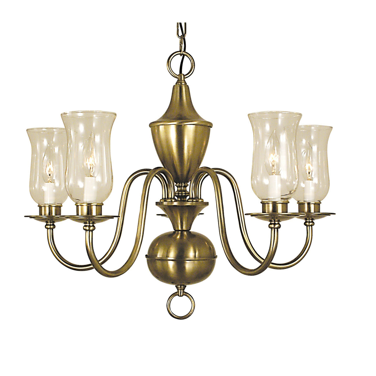 Framburg Jamestown 25" x 22" 5-Light Mahogany Bronze Dining Chandelier With Hurricane Glass Shade