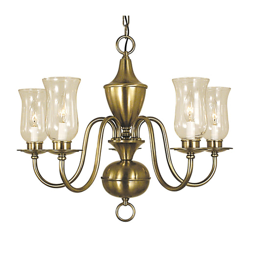 Framburg Jamestown 25" x 22" 5-Light Mahogany Bronze Dining Chandelier With Hurricane Glass Shade