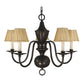 Framburg Jamestown 26" x 22" 5-Light Matte Black Dining Chandelier With Beige Pleated Softback Shade
