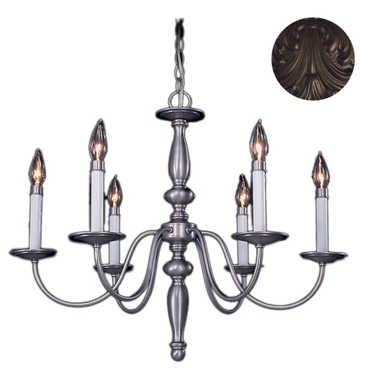 Framburg Jamestown 27" x 23" 6-Light Mahogany Bronze Dining Chandelier