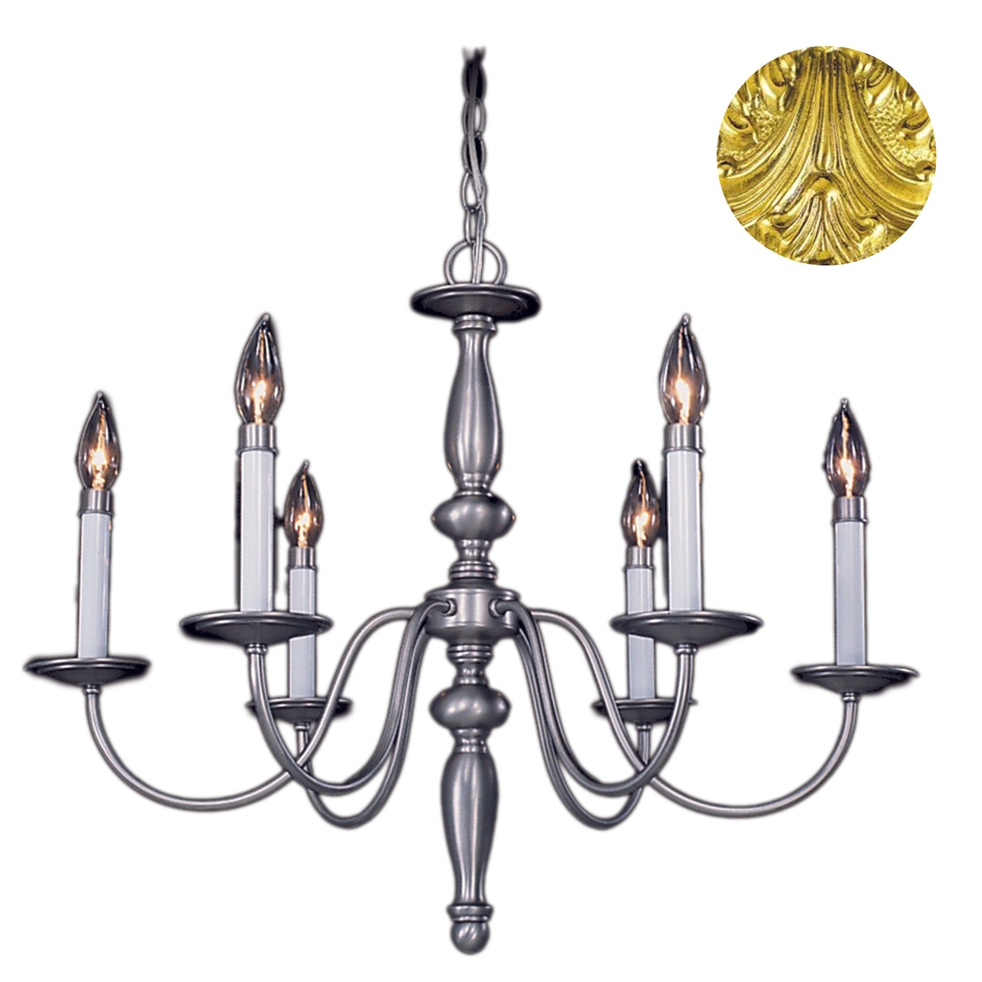 Framburg Jamestown 27" x 23" 6-Light Polished Brass Dining Chandelier