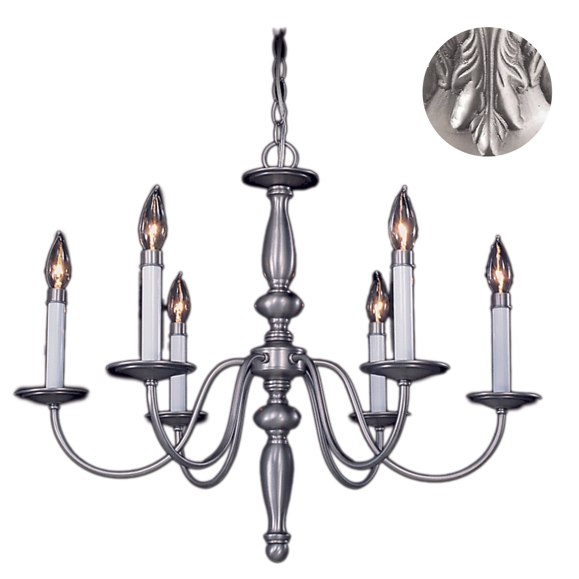 Framburg Jamestown 27" x 23" 6-Light Satin Pewter Dining Chandelier