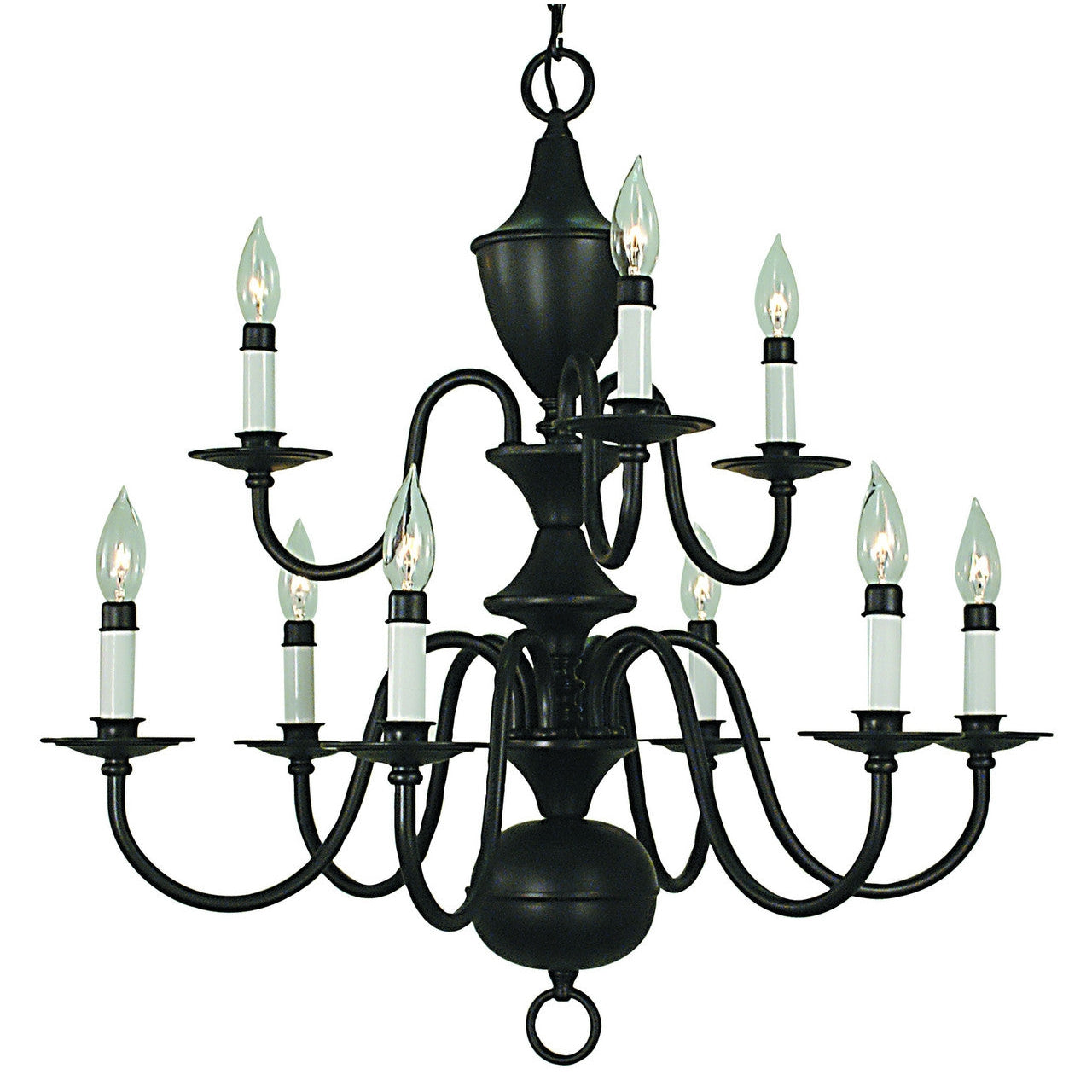 Framburg Jamestown 28" x 29" 9-Light Matte Black Dining Chandelier