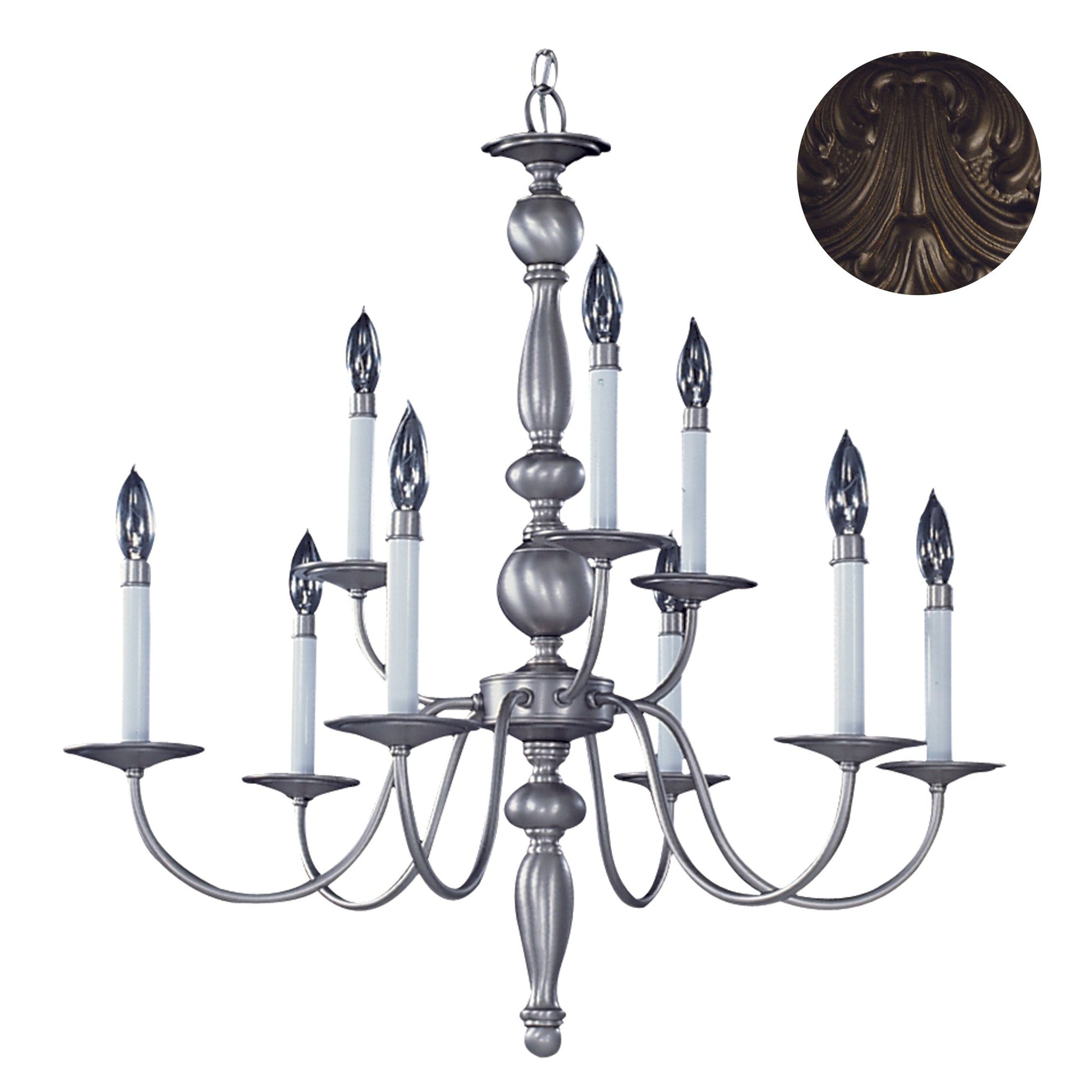 Framburg Jamestown 28" x 30" 9-Light Mahogany Bronze Dining Chandelier