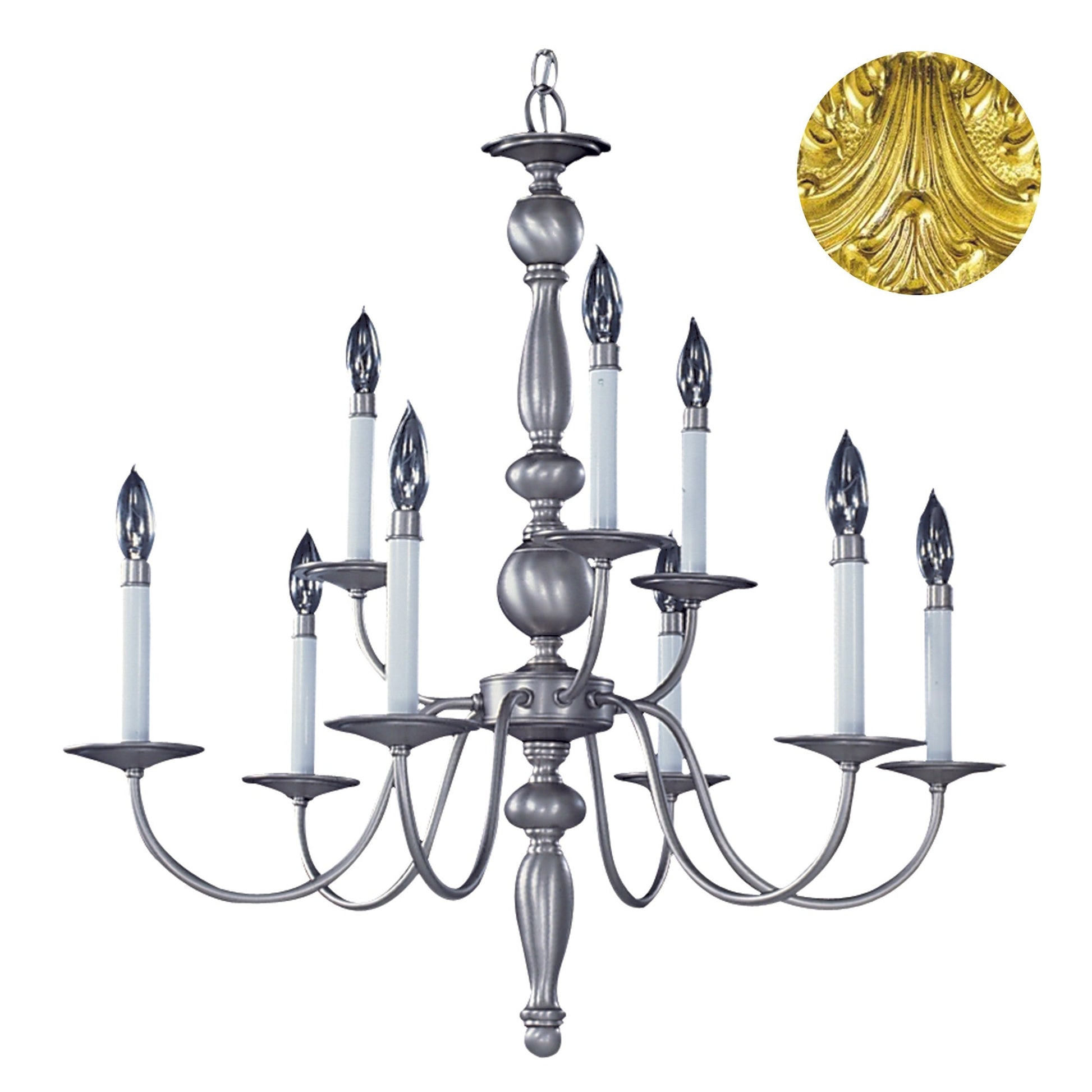 Framburg Jamestown 28" x 30" 9-Light Polished Brass Dining Chandelier