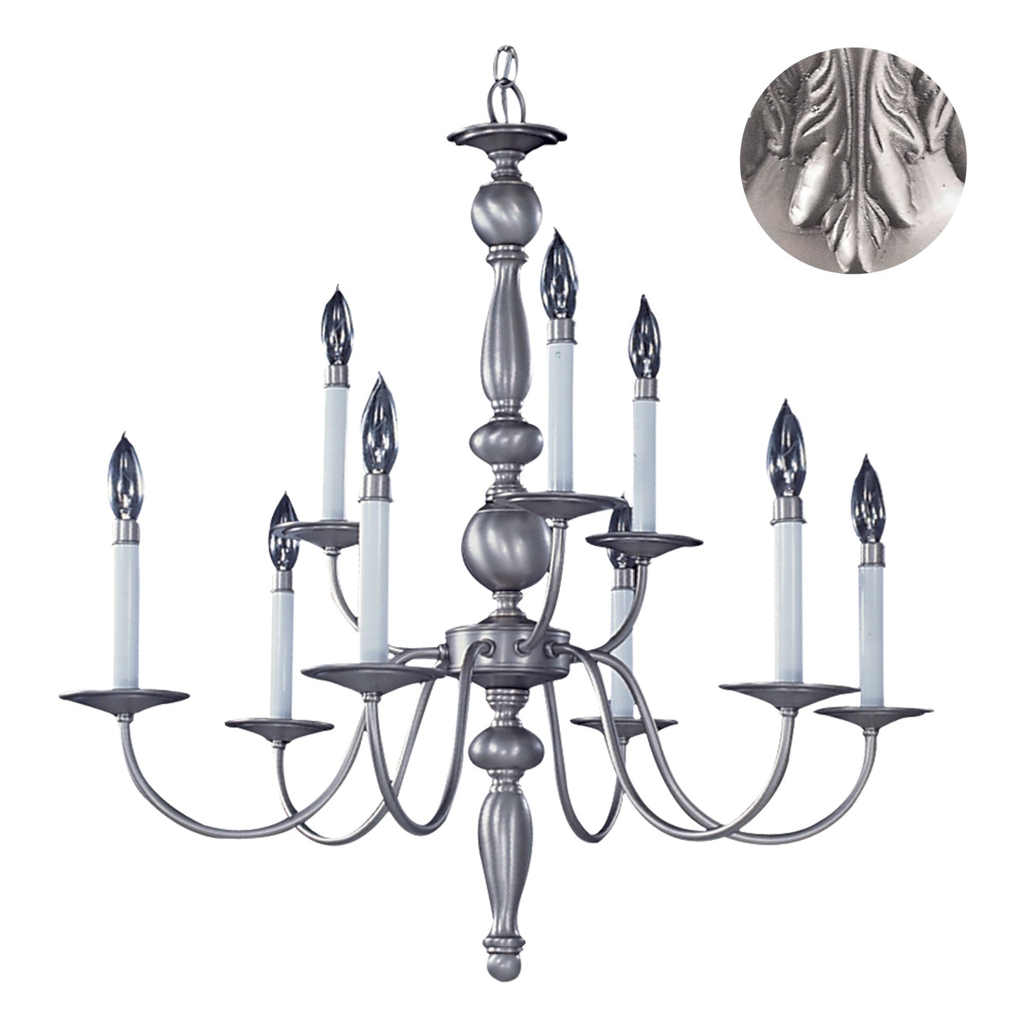 Framburg Jamestown 28" x 30" 9-Light Satin Pewter Dining Chandelier