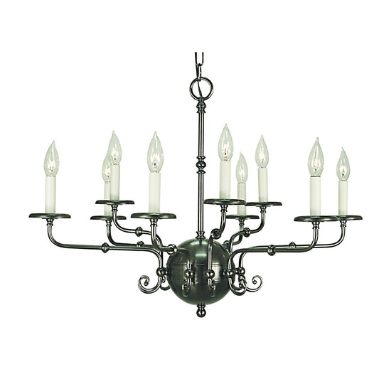 Framburg Jamestown 30" x 20" 9-Light Antique Brass Dining Chandelier