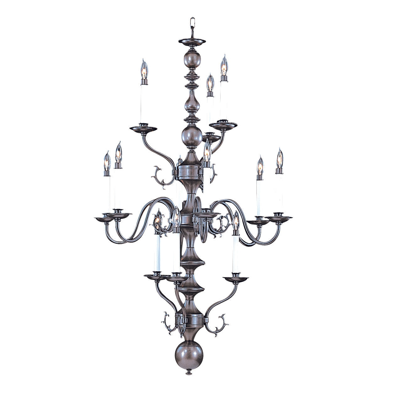 Framburg Jamestown 30" x 48" 12-Light Mahogany Bronze Foyer Chandelier