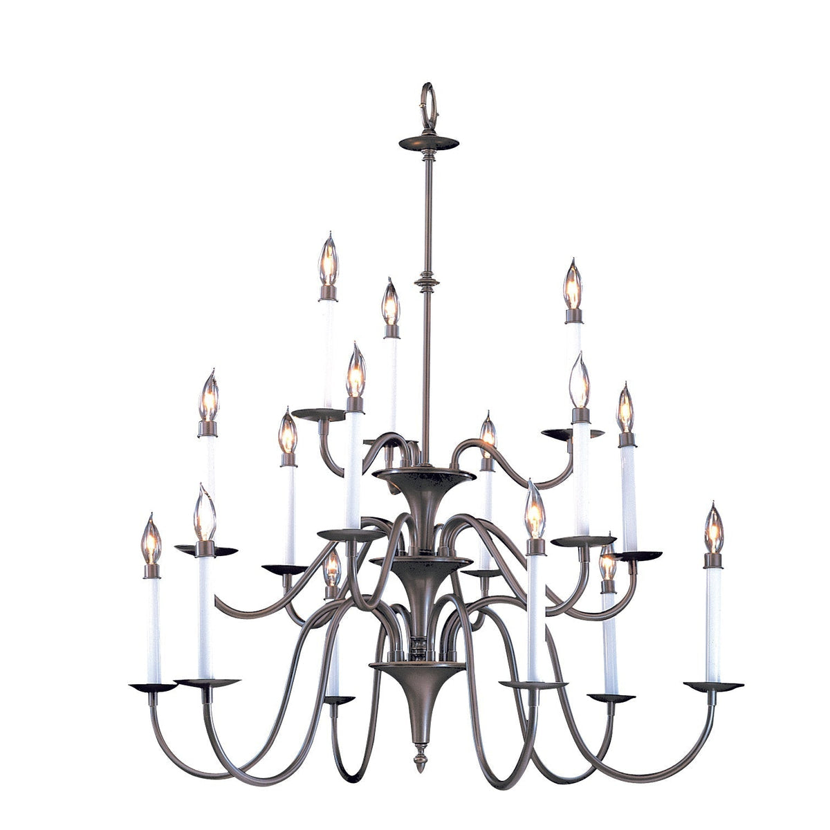 Framburg Jamestown 35" x 39" 15-Light Satin Pewter Foyer Chandelier