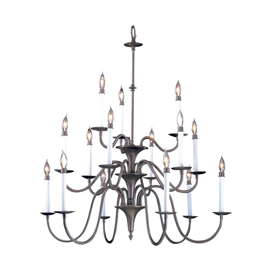 Framburg Jamestown 35" x 39" 15-Light Satin Pewter Foyer Chandelier