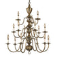 Framburg Jamestown 36" x 41" 15-Light Antique Brass Foyer Chandelier