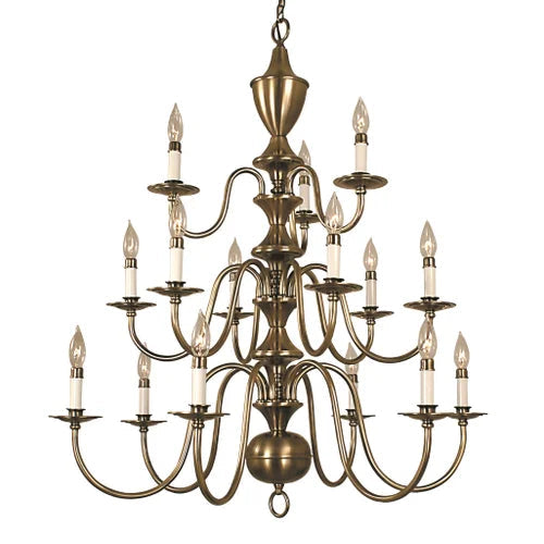 Framburg Jamestown 36" x 41" 15-Light Polished Brass Foyer Chandelier