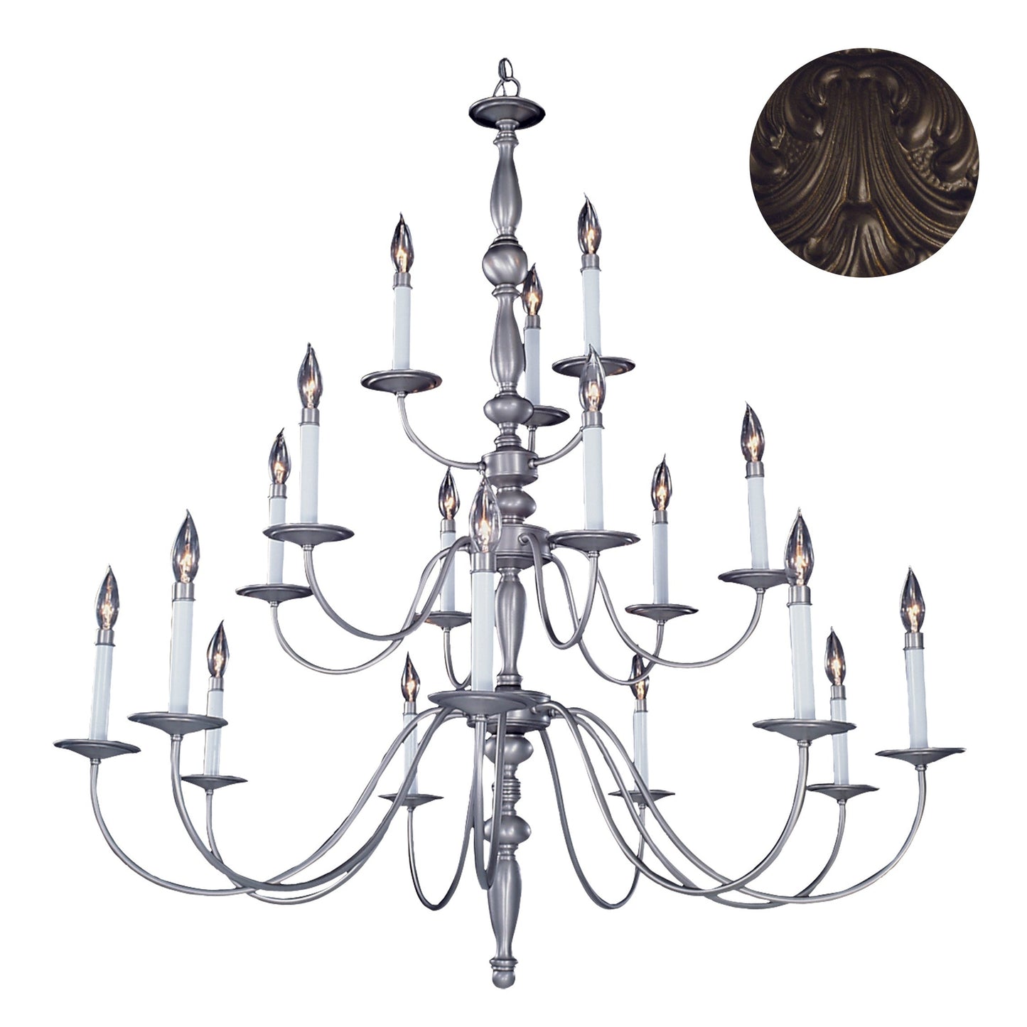 Framburg Jamestown 42" x 45" 18-Light Mahogany Bronze Foyer Chandelier