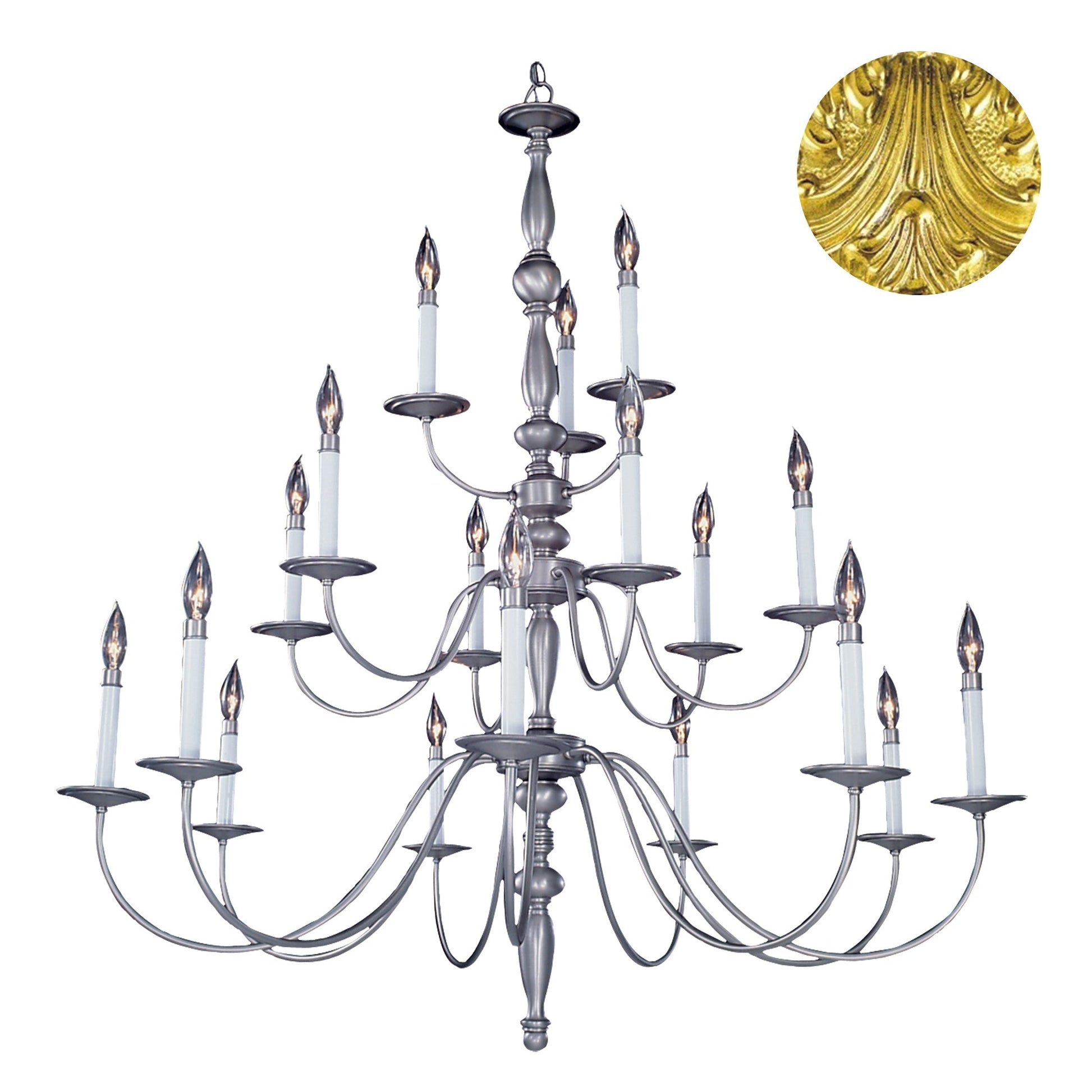 Framburg Jamestown 42" x 45" 18-Light Polished Brass Foyer Chandelier