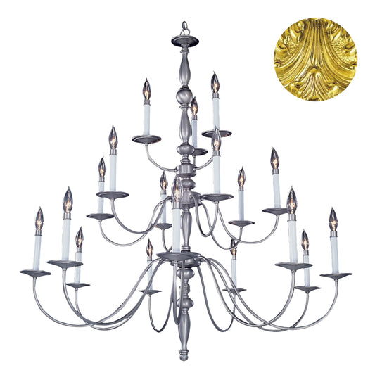 Framburg Jamestown 42" x 45" 18-Light Polished Brass Foyer Chandelier